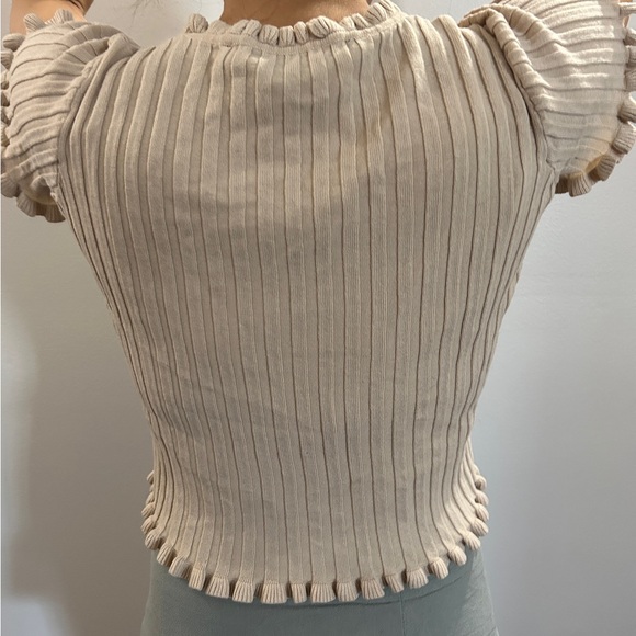 HYFVE Ruffled Cream Ribbed Blouse - Picture 5 of 8